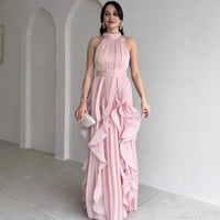 Dini | High Neck Maxi Jurk met Ruche Lagen