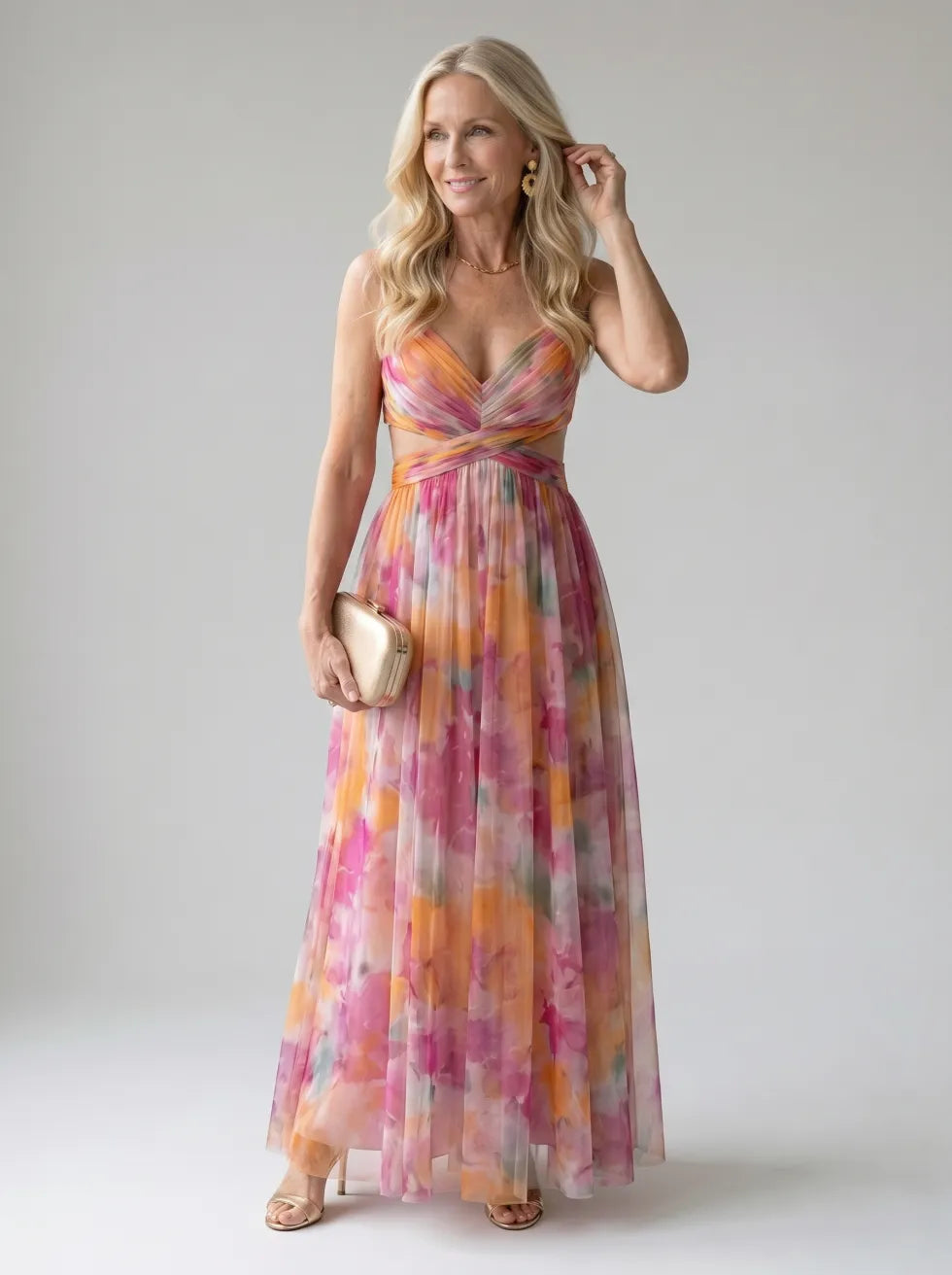 Isel Zachte Wikkel Maxi Jurk multicolor