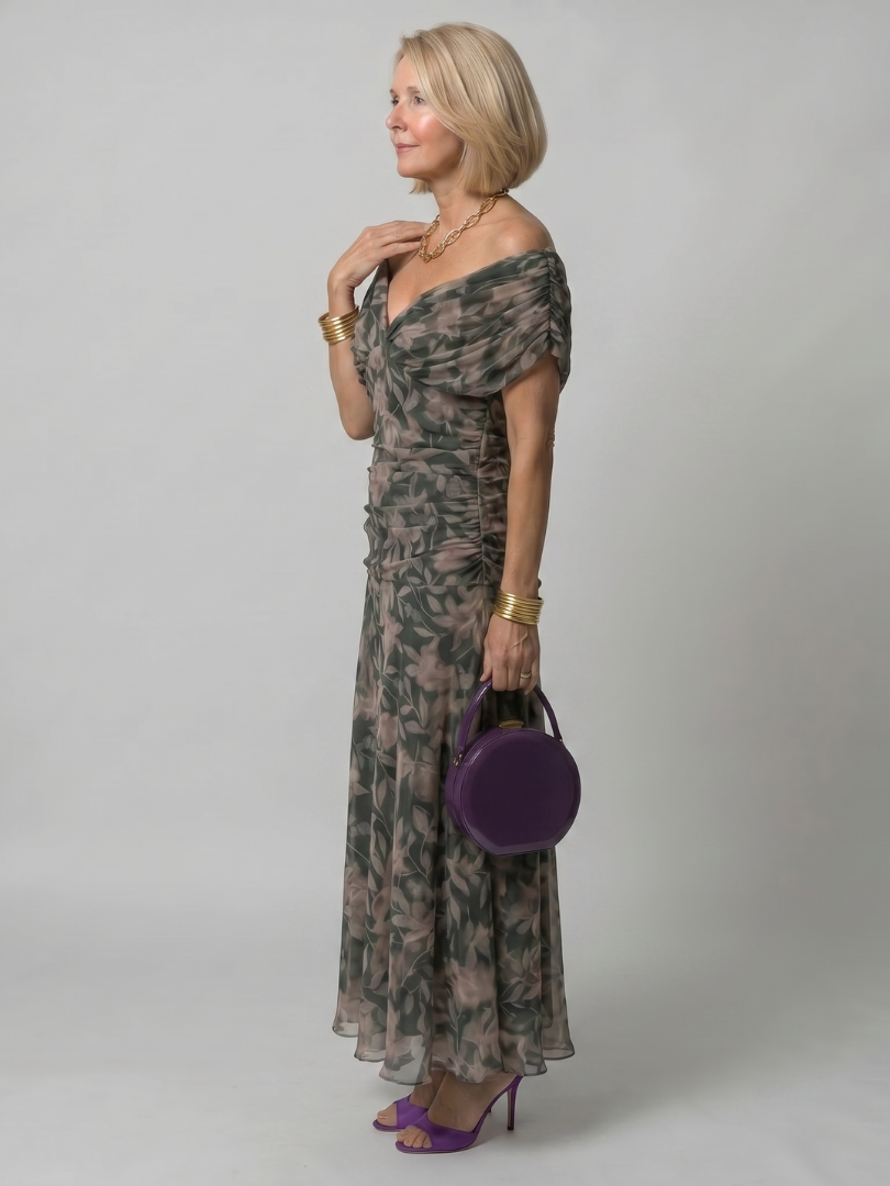 Corrie | Off-Shoulder Flow Midi Jurk