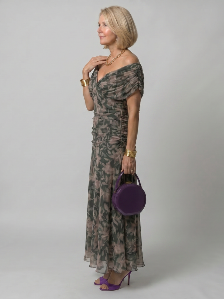 Corrie | Off-Shoulder Flow Midi Jurk