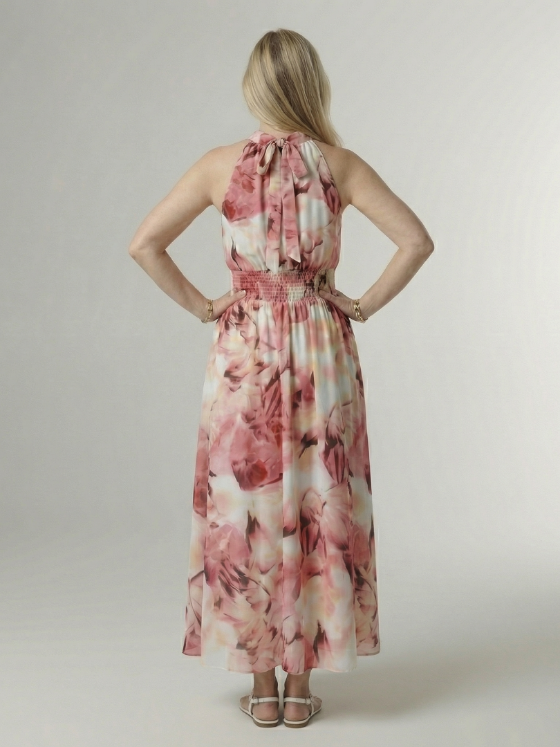 Tineke | Geplooide Halter Midi Jurk