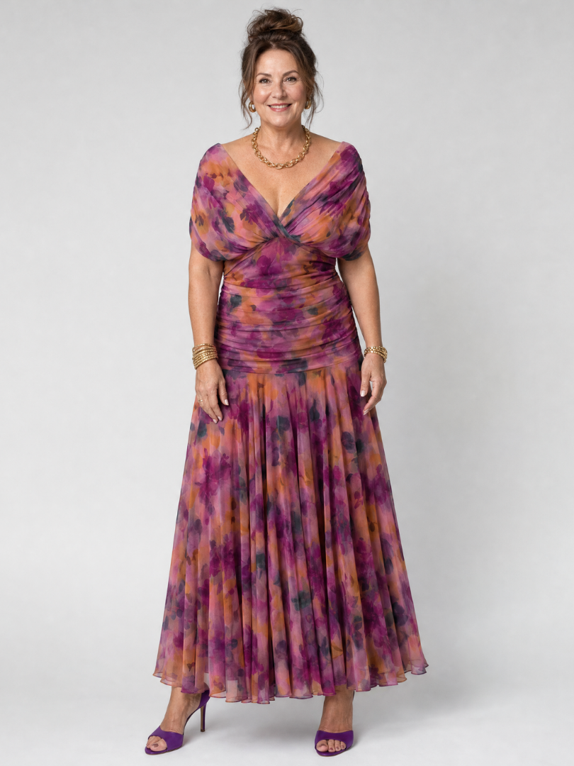 Corrie | Off-Shoulder Flow Midi Jurk