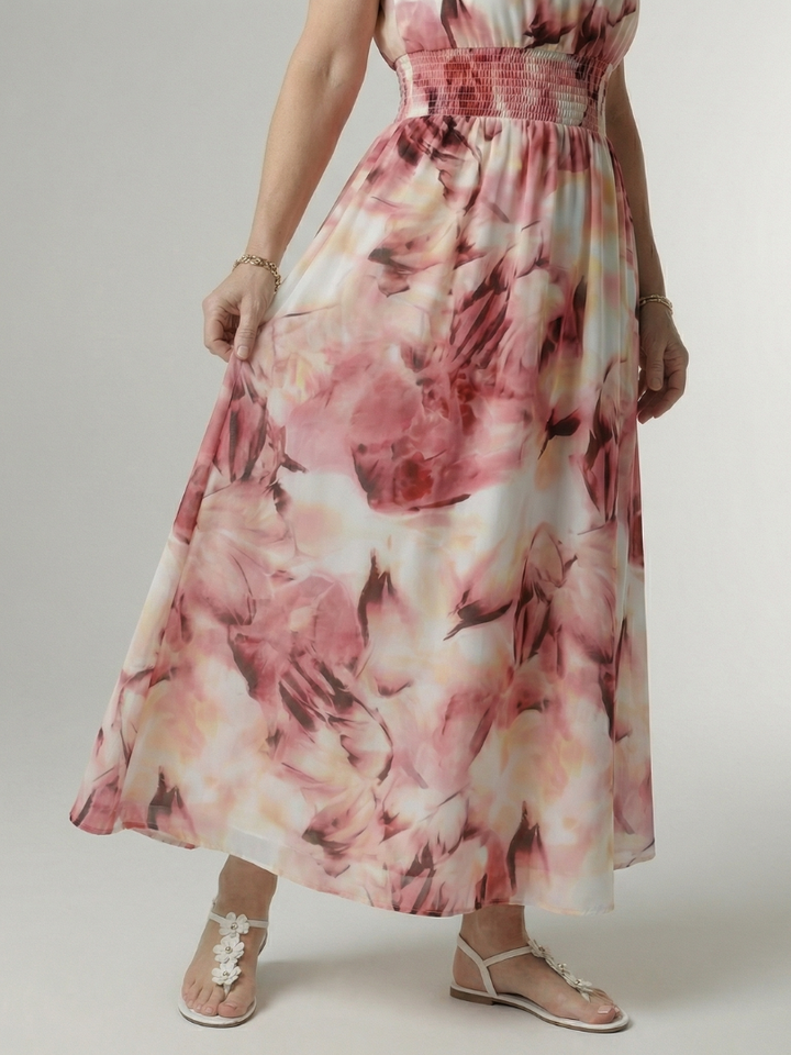 Tineke | Geplooide Halter Midi Jurk