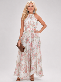 Henny | Midi Jurk met Bloemenprint en Vloeiende Rok