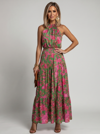 Ans | Gedrapeerde Halter Midi Jurk