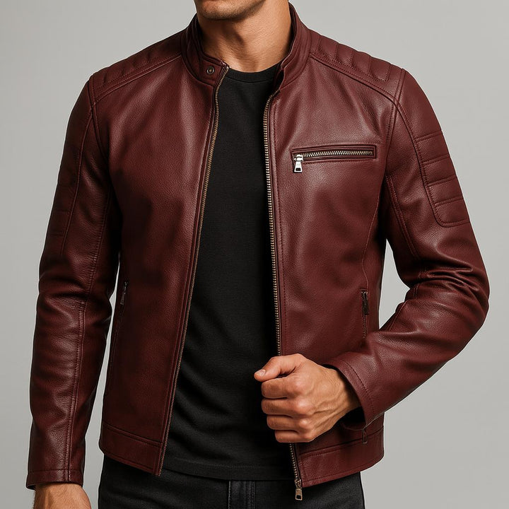 Thea leren jas bordeaux