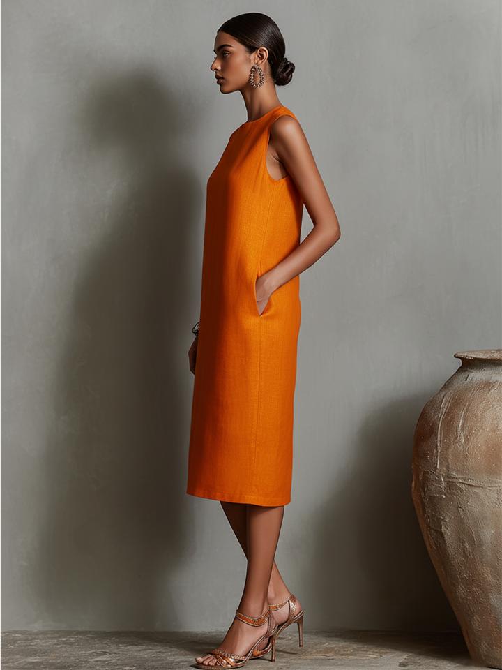 Yasmine | Midi-Jurk met Zakken