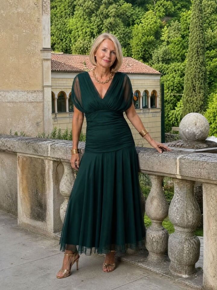 Corrie | Off-Shoulder Flow Midi Jurk
