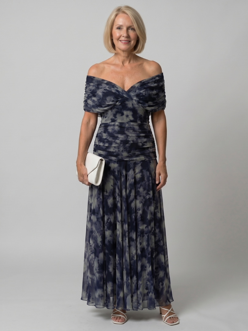 Corrie | Off-Shoulder Flow Midi Jurk