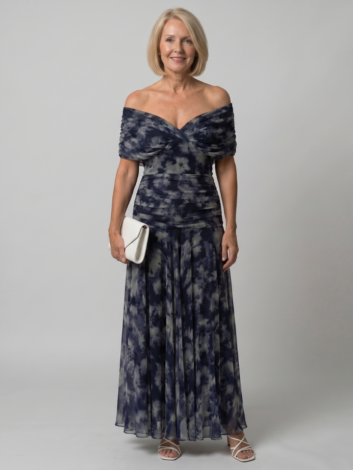 Corrie | Off-Shoulder Flow Midi Jurk