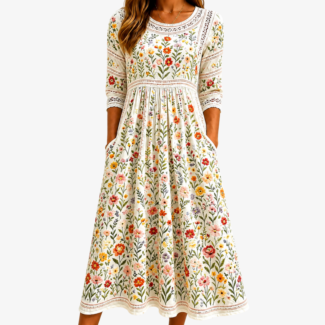 Charlotte | Bloemen Midi-Jurk