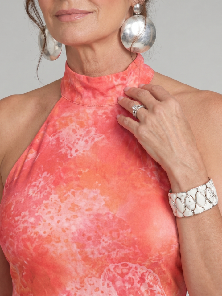 Miep | Halter Maxi Jurk met Patroonprint