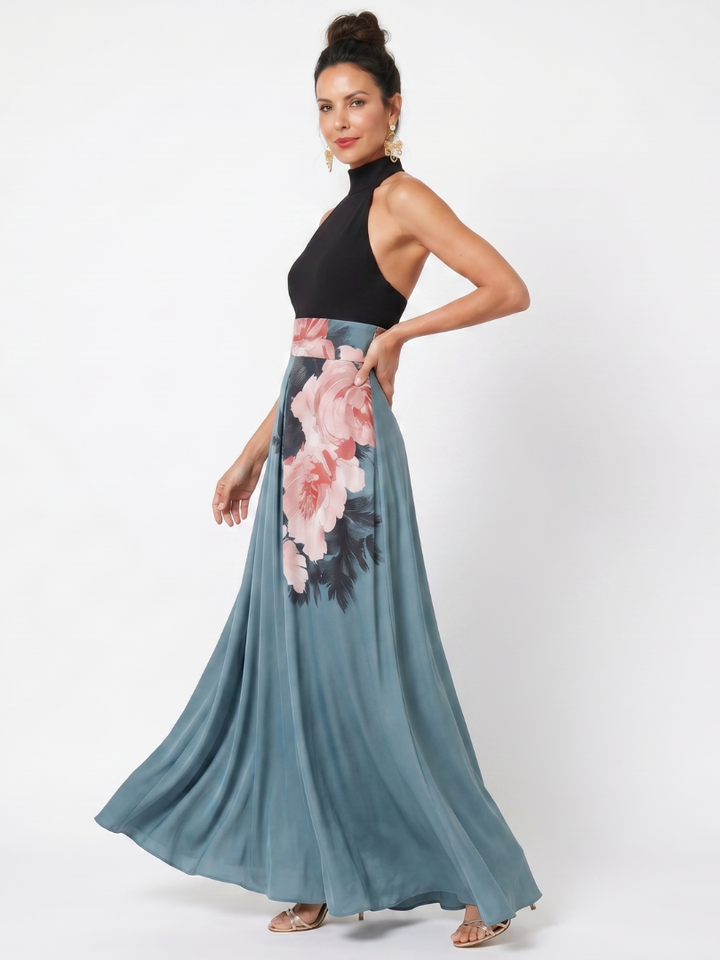 Greet | Halter Bloemenrok Maxi Jurk