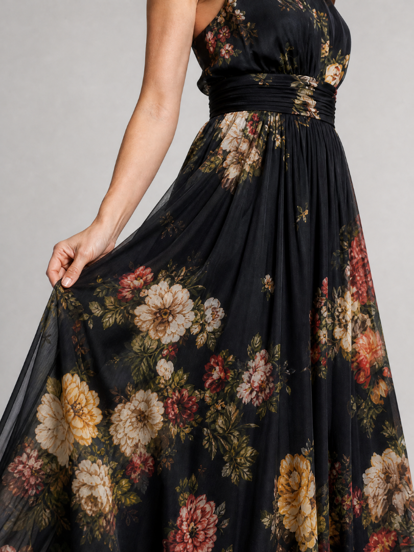 Riet | Halter Bloemen Midi Jurk