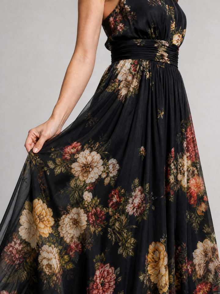 Riet | Halter Bloemen Midi Jurk
