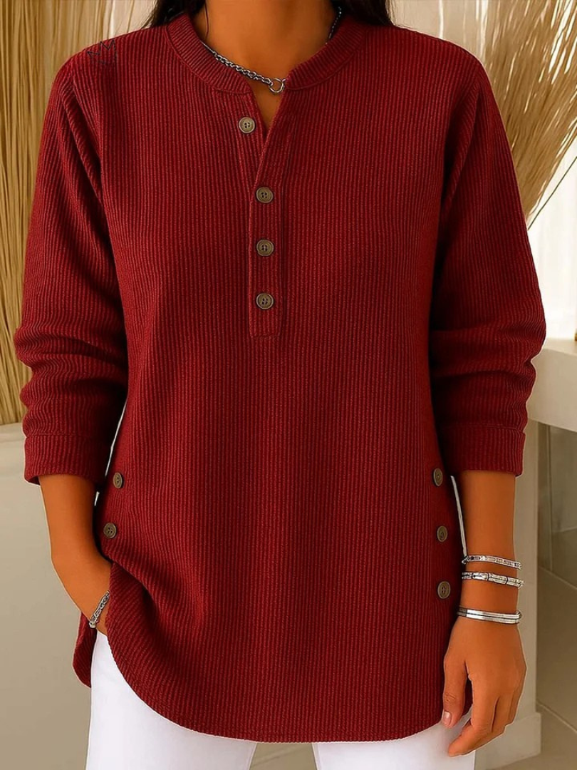 Van Elsen™ Willowe Ribbed Henley Dames Top