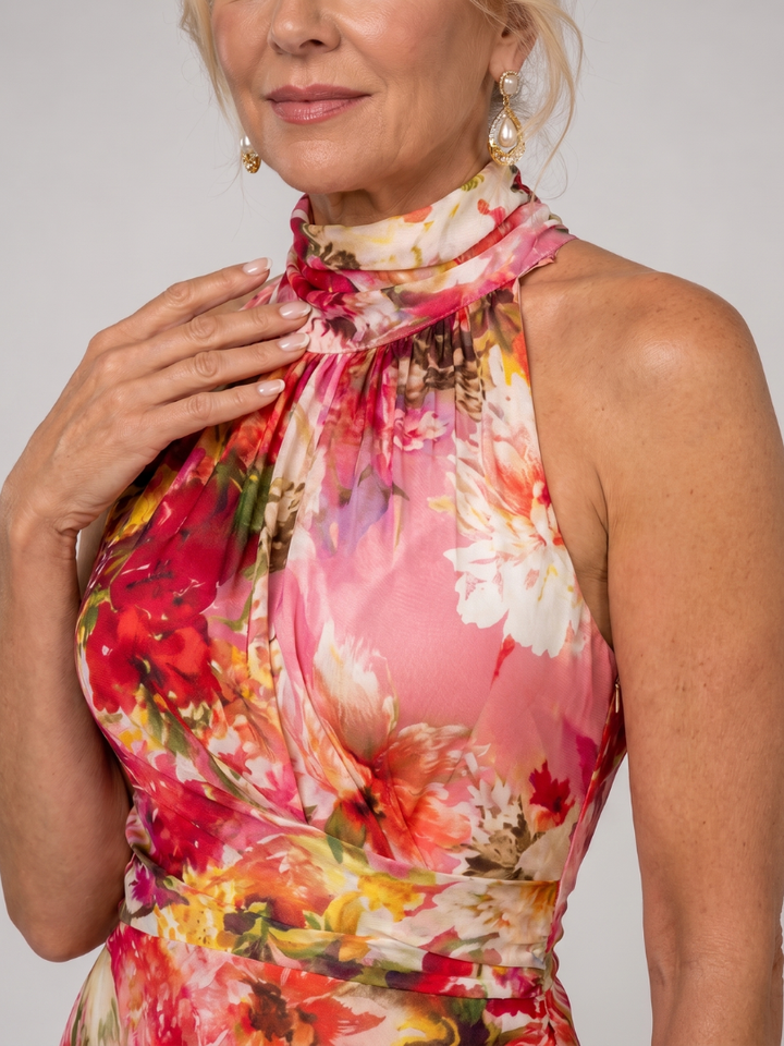 Nel | Halter Bloemen Maxi Jurk