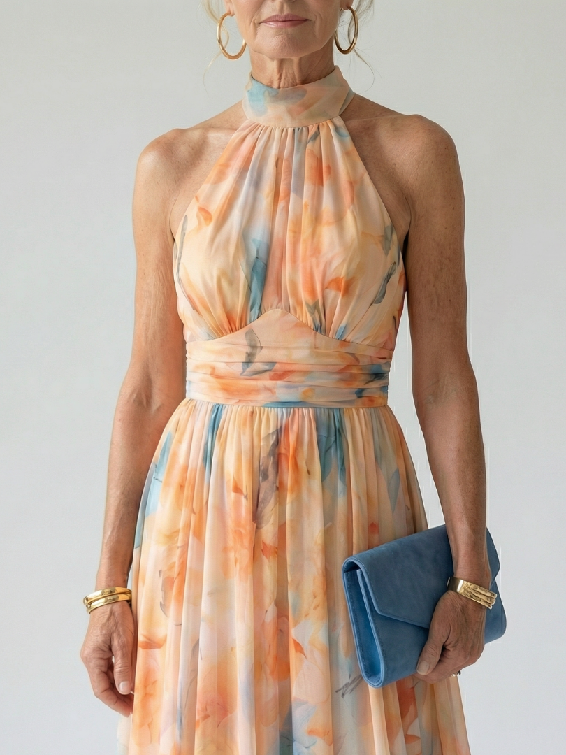 Truus | Zachte Halter Midi Jurk