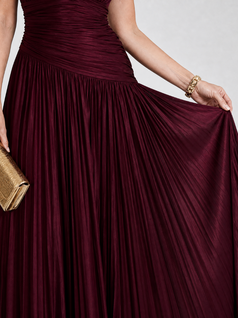 Gerda | Mouwloze Midi Jurk met V-hals en Plooien