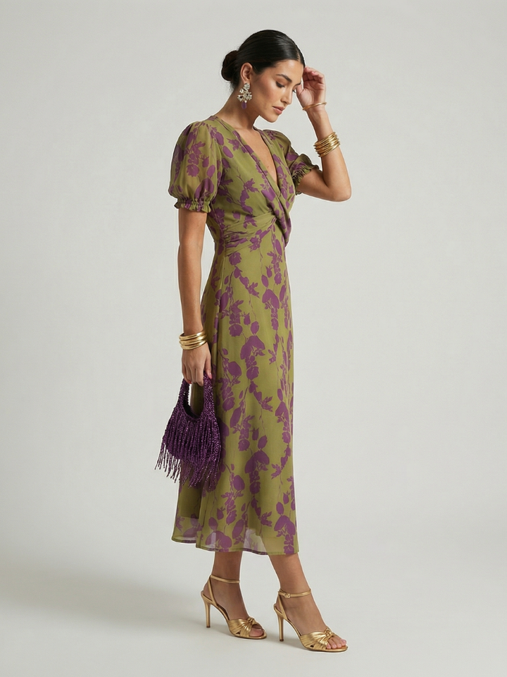 Hanneke | Relaxed Bloemen Midi Jurk