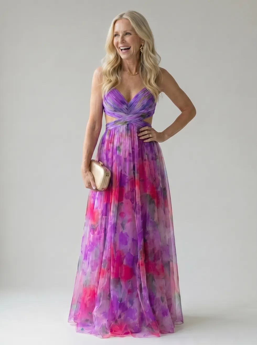 Isel Zachte Wikkel Maxi Jurk roze