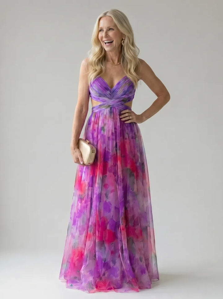 Isel Zachte Wikkel Maxi Jurk roze