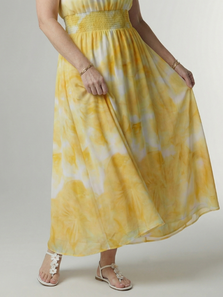 Tineke | Geplooide Halter Midi Jurk