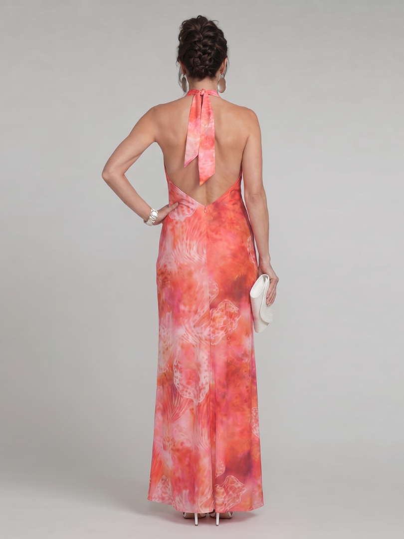 Miep | Halter Maxi Jurk met Patroonprint