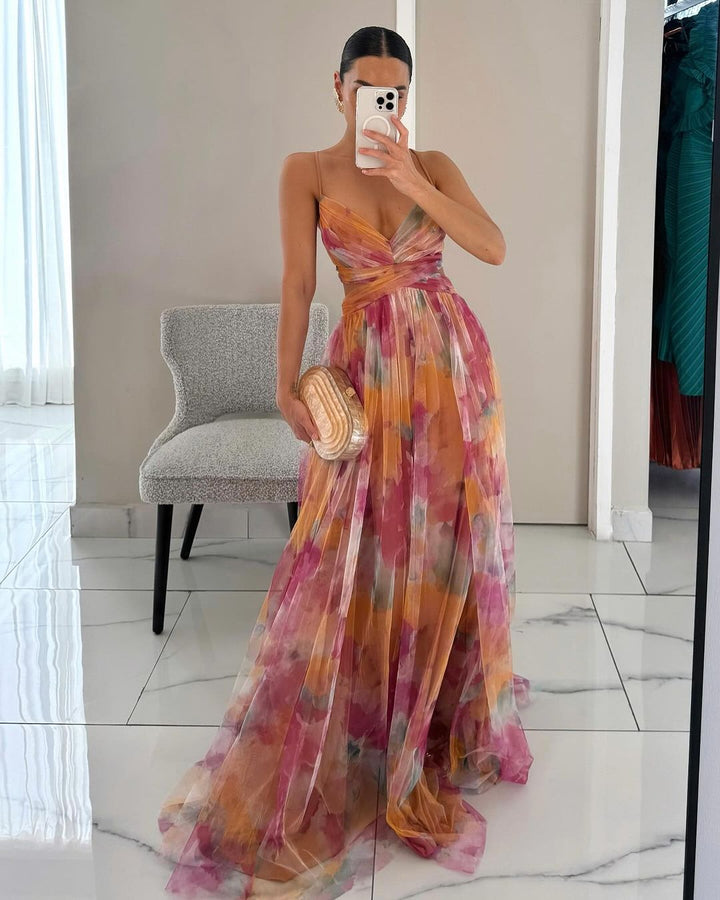 Van Elsen™ Roselle Luxe Maxi Jurk met Bloemenprint