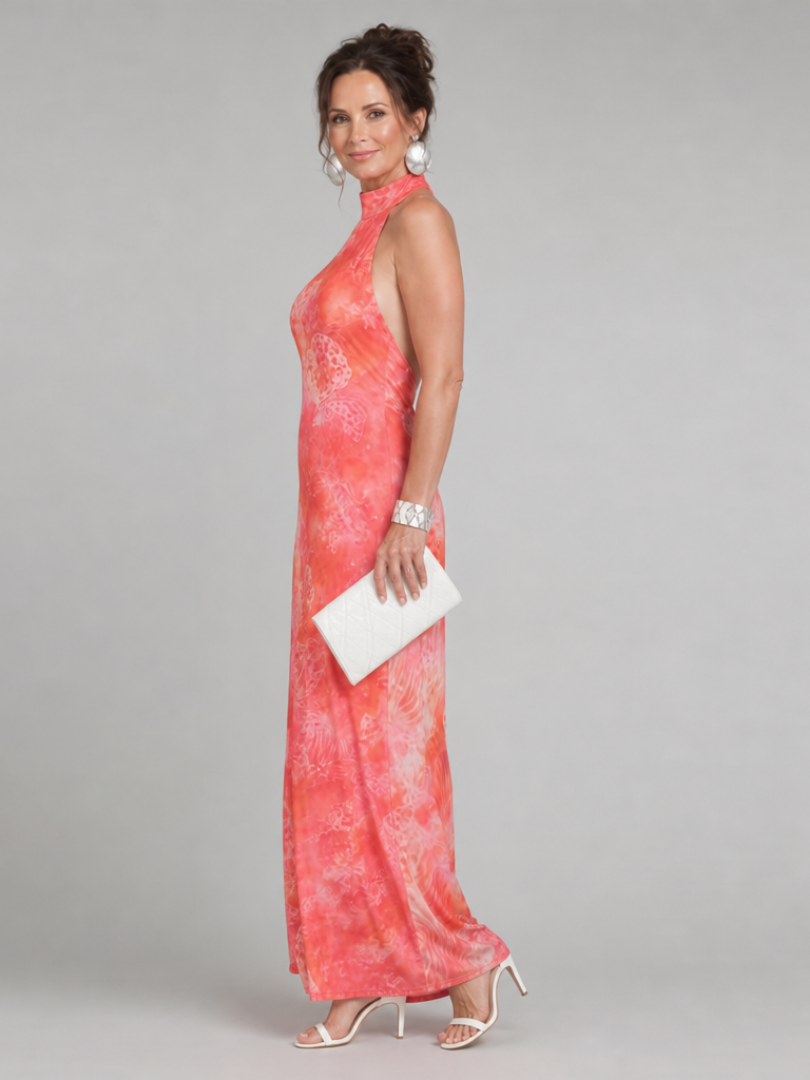 Miep | Halter Maxi Jurk met Patroonprint