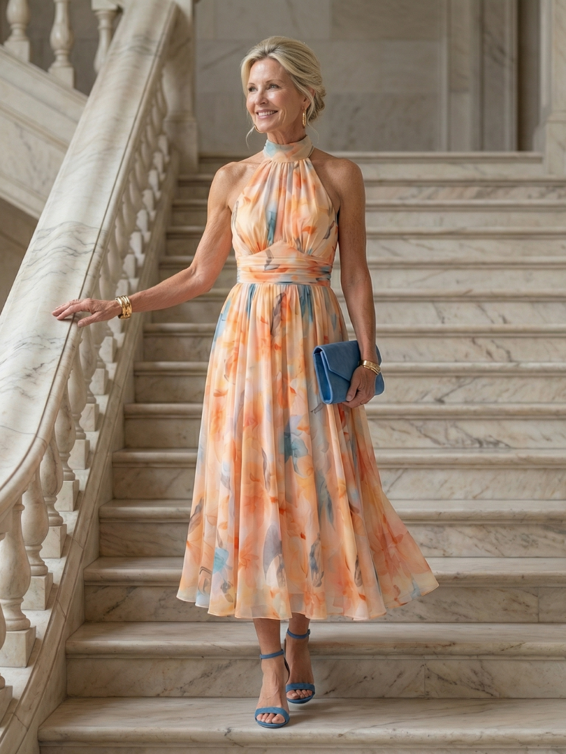 Truus | Zachte Halter Midi Jurk