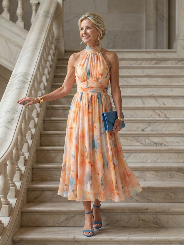 Truus | Zachte Halter Midi Jurk
