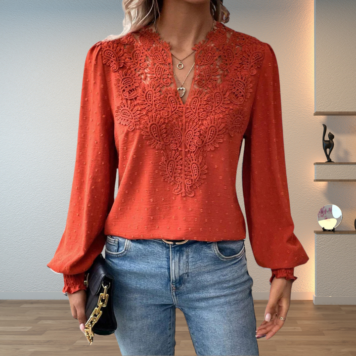 Riet blouse rood
