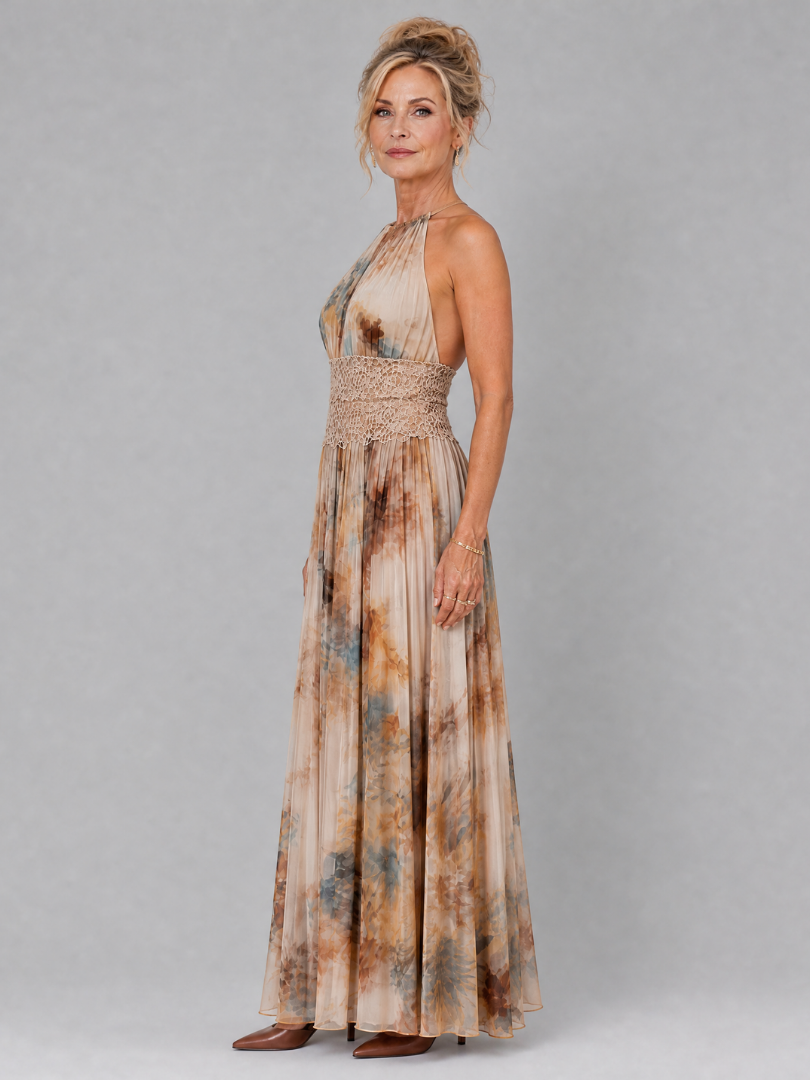 Bep | Halter Maxi Jurk met Kanten Taille