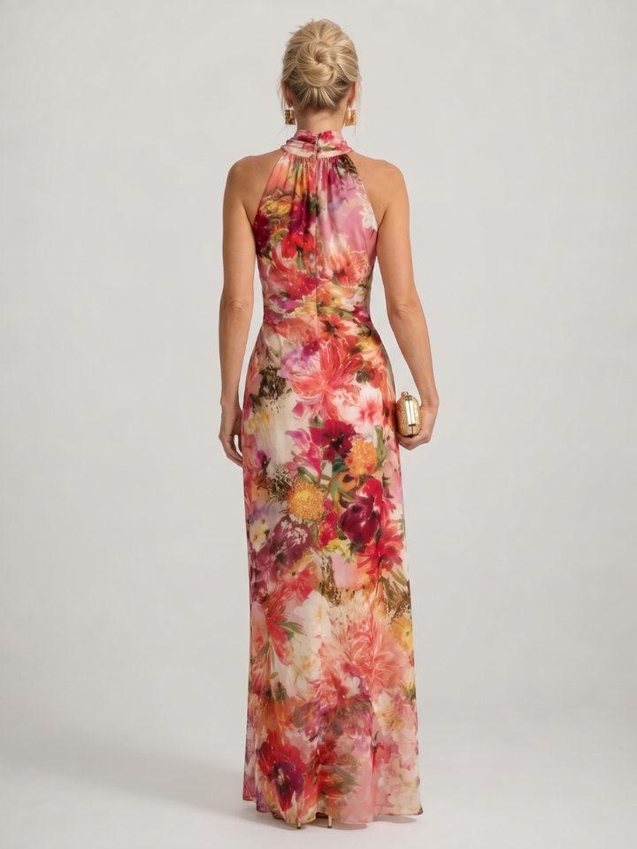 Nel | Halter Bloemen Maxi Jurk