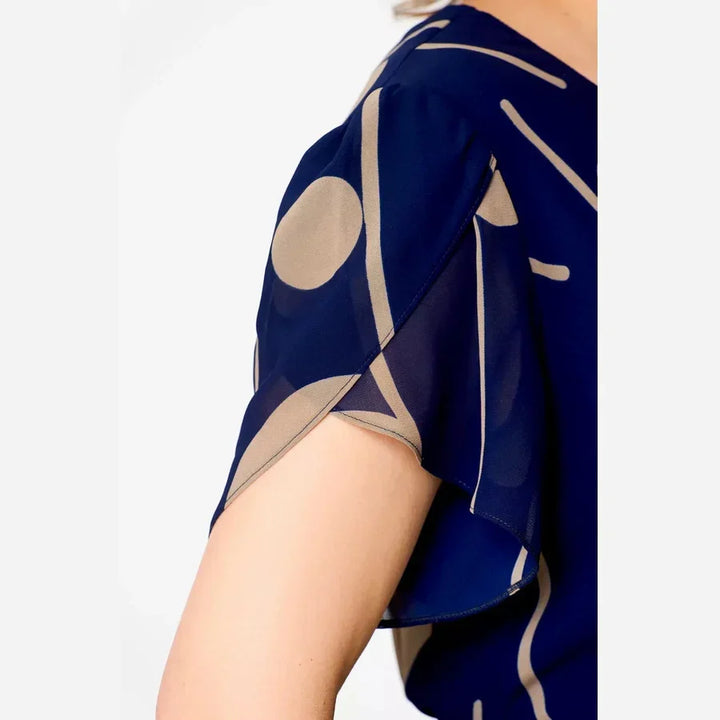 Iris Marine Polkadot Jurk - achterkant