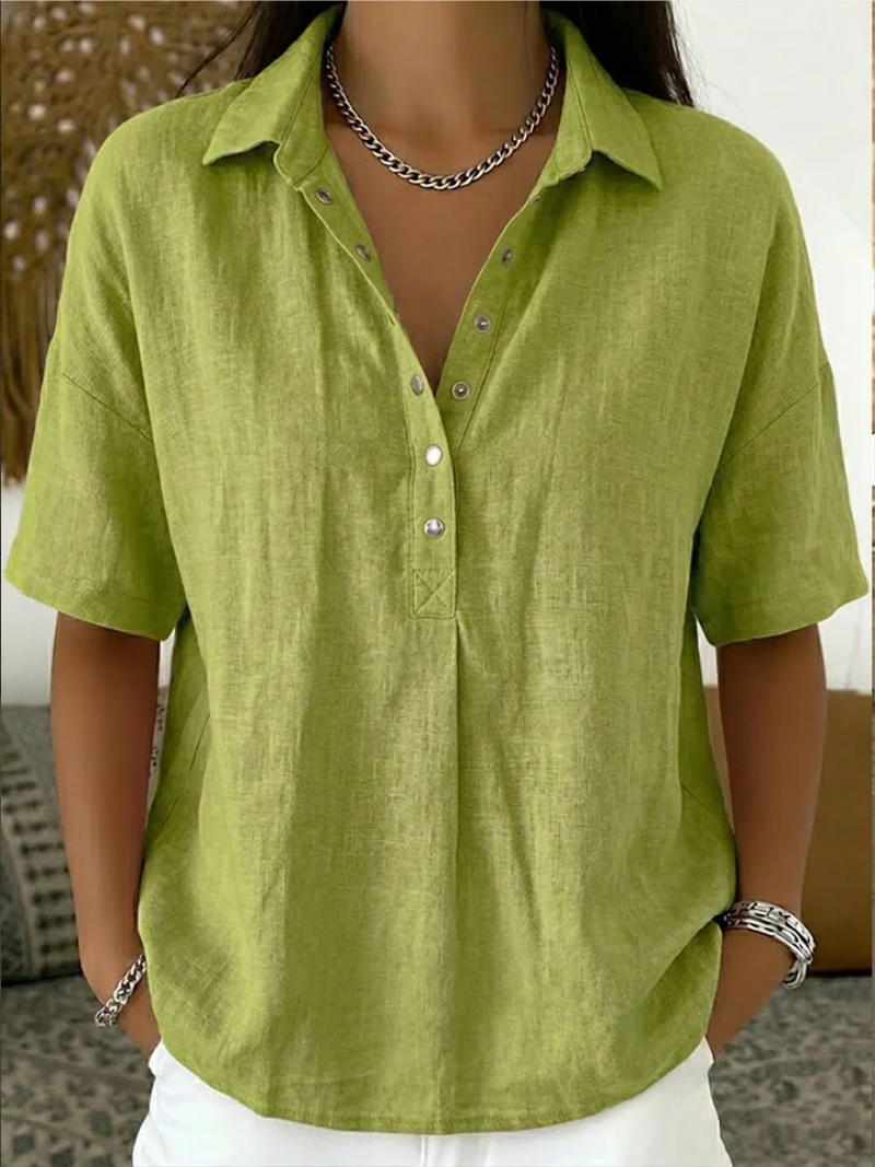 Van Elsen™ Elara Elegante Blouse met Kraag & Knopdetails