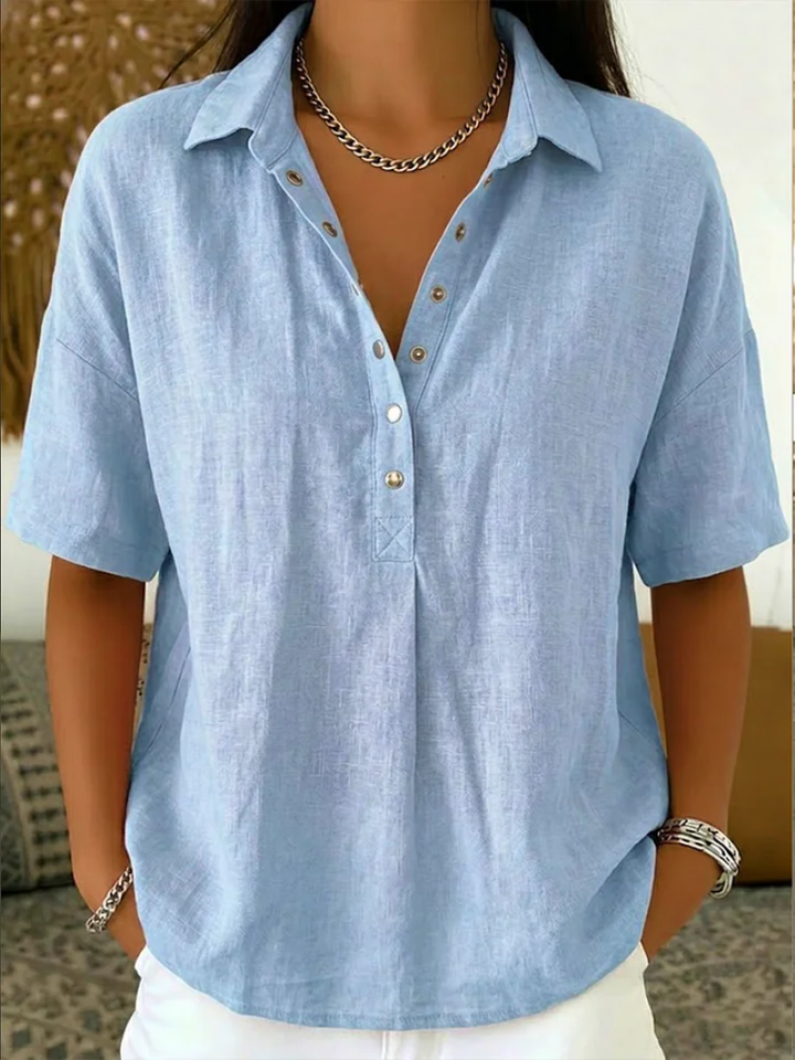 Van Elsen™ Elara Elegante Blouse met Kraag & Knopdetails