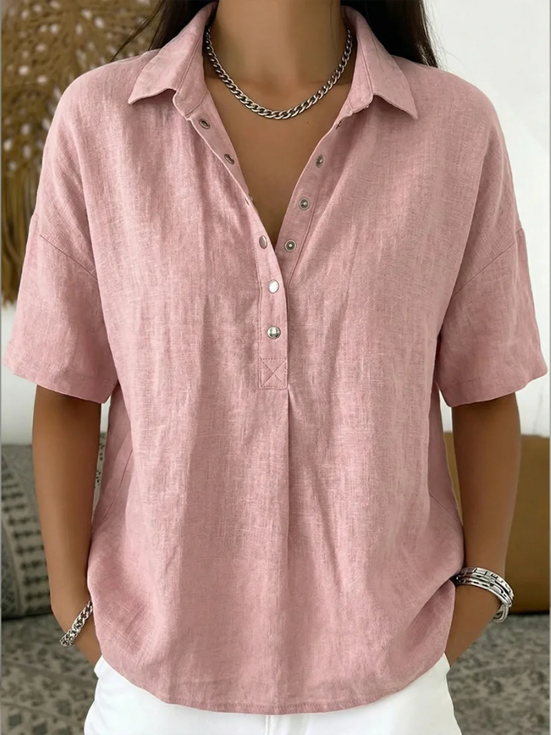 Van Elsen™ Elara Elegante Blouse met Kraag & Knopdetails