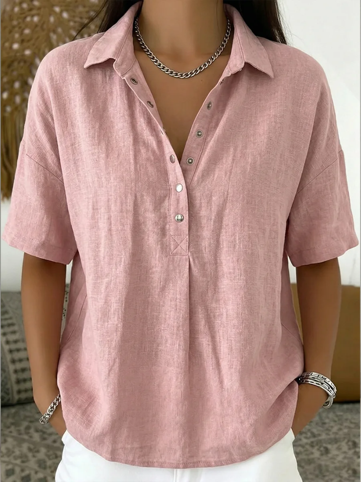 Van Elsen™ Elara Elegante Blouse met Kraag & Knopdetails