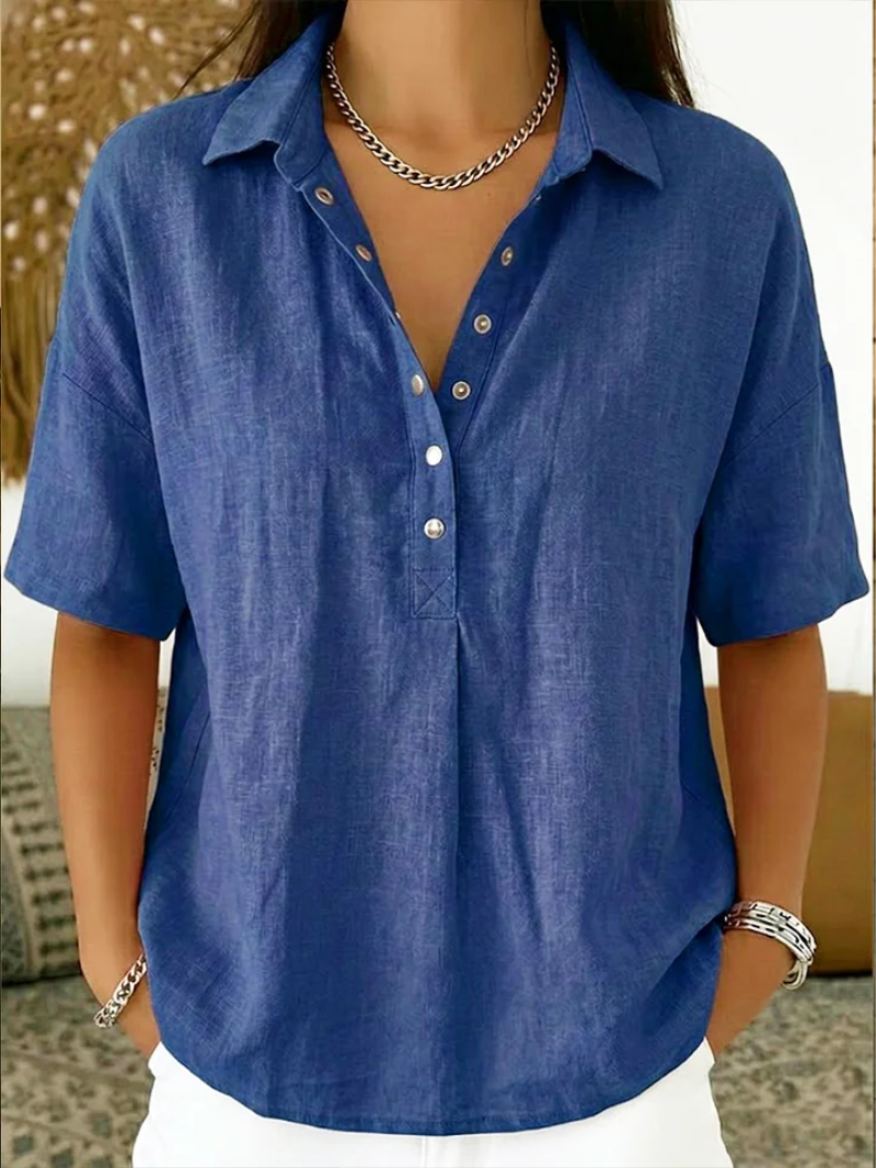 Van Elsen™ Elara Elegante Blouse met Kraag & Knopdetails