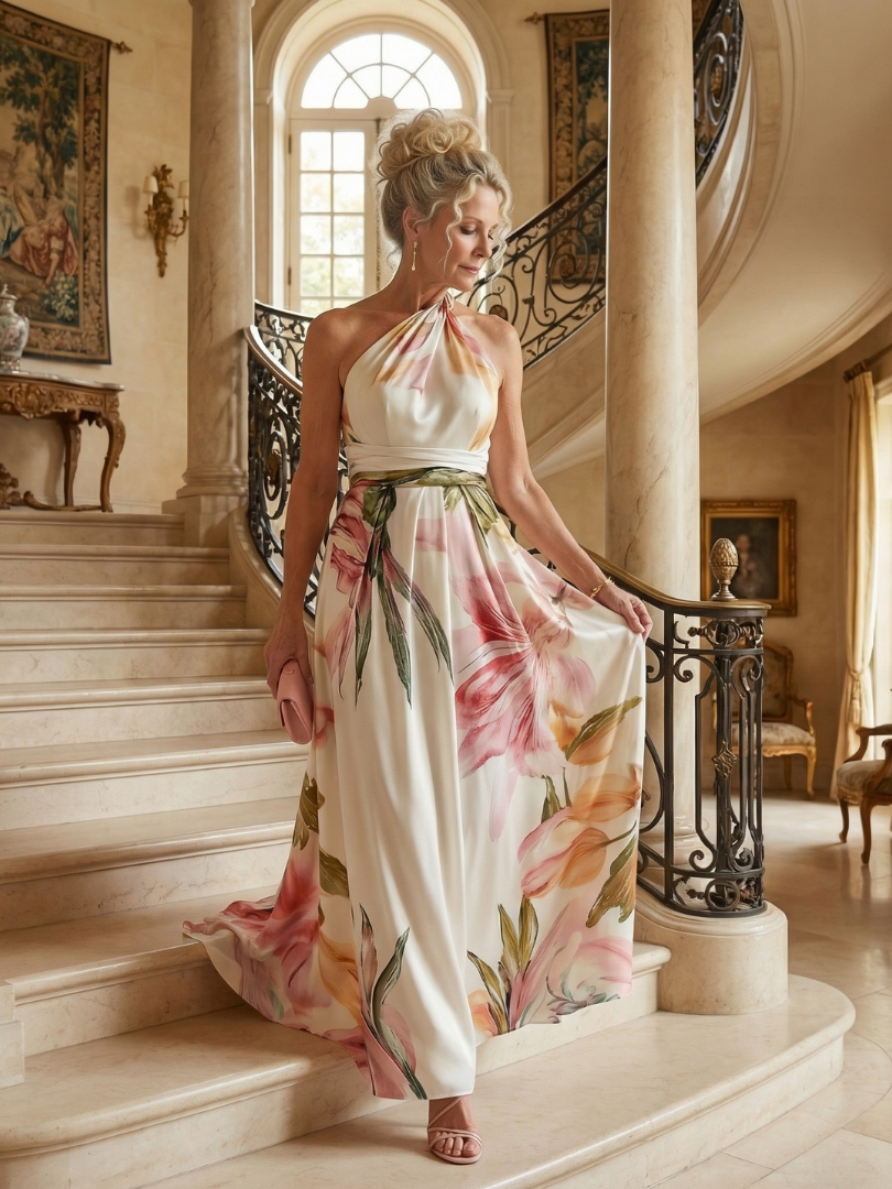 Ineke | Lichte Bloemen Maxi Jurk