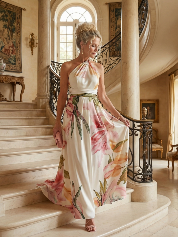 Ineke | Lichte Bloemen Maxi Jurk