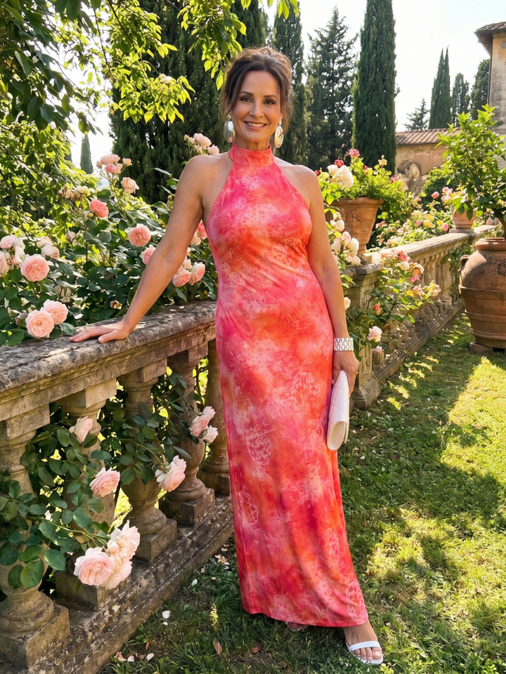 Miep | Halter Maxi Jurk met Patroonprint