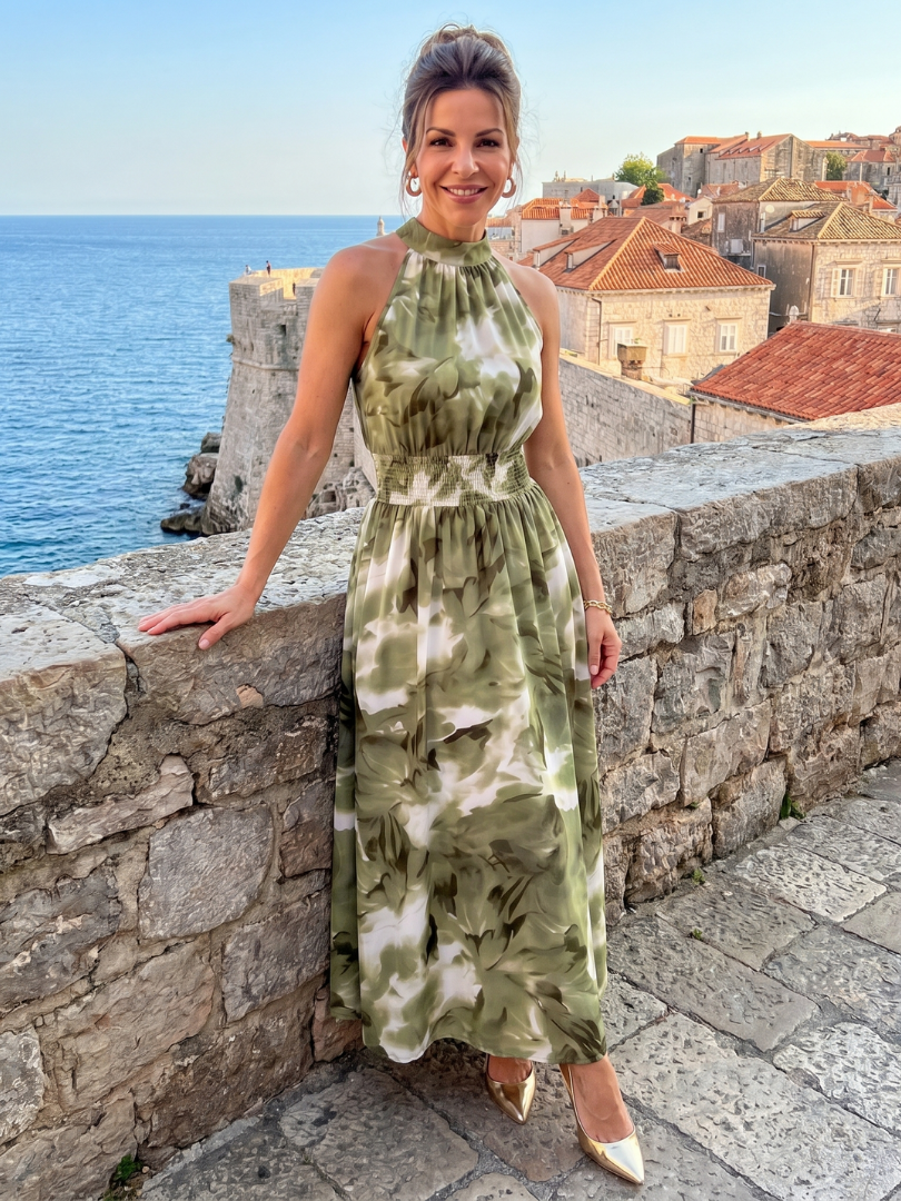 Cobie | Midi Jurk met Abstracte Print