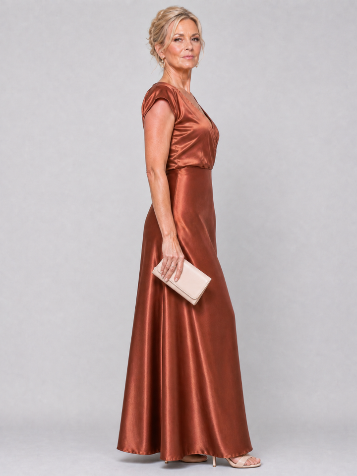 Elly | Maxi Jurk met Wikkellijf en Korte Mouwen