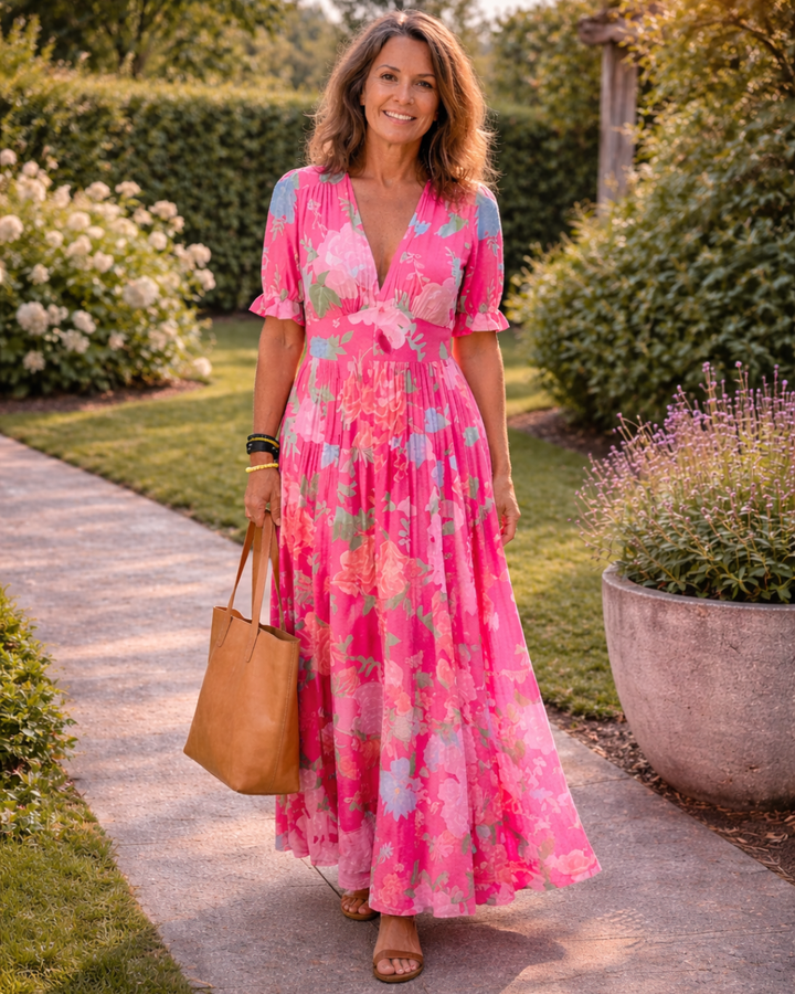 Irene V-Hals Maxi Jurk