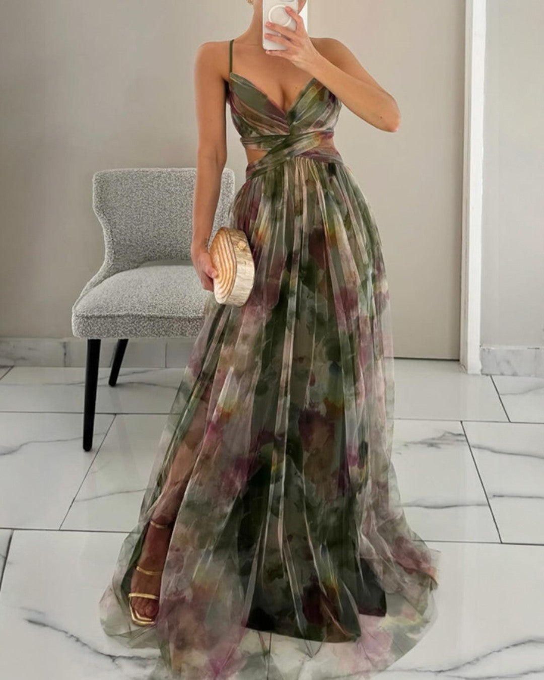 Van Elsen™ Roselle Luxe Maxi Jurk met Bloemenprint