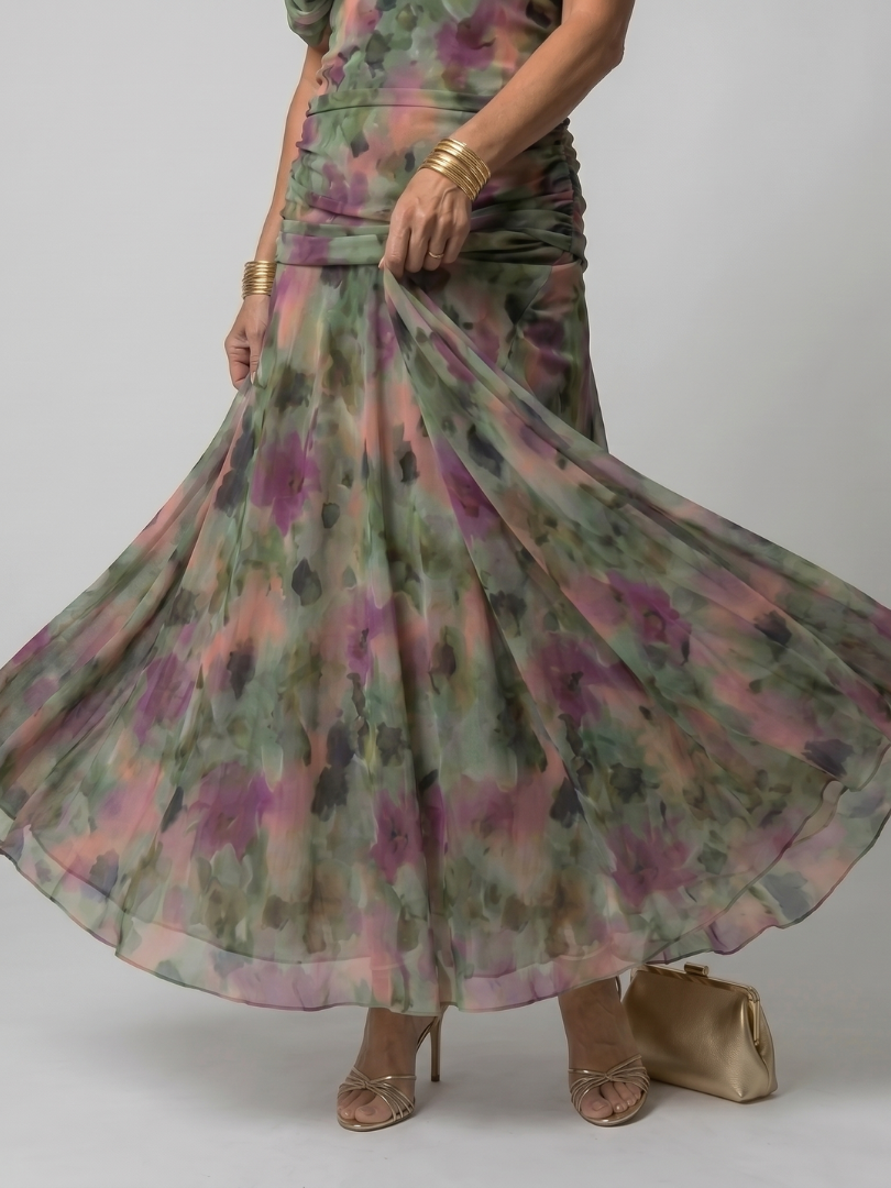 Corrie | Off-Shoulder Flow Midi Jurk