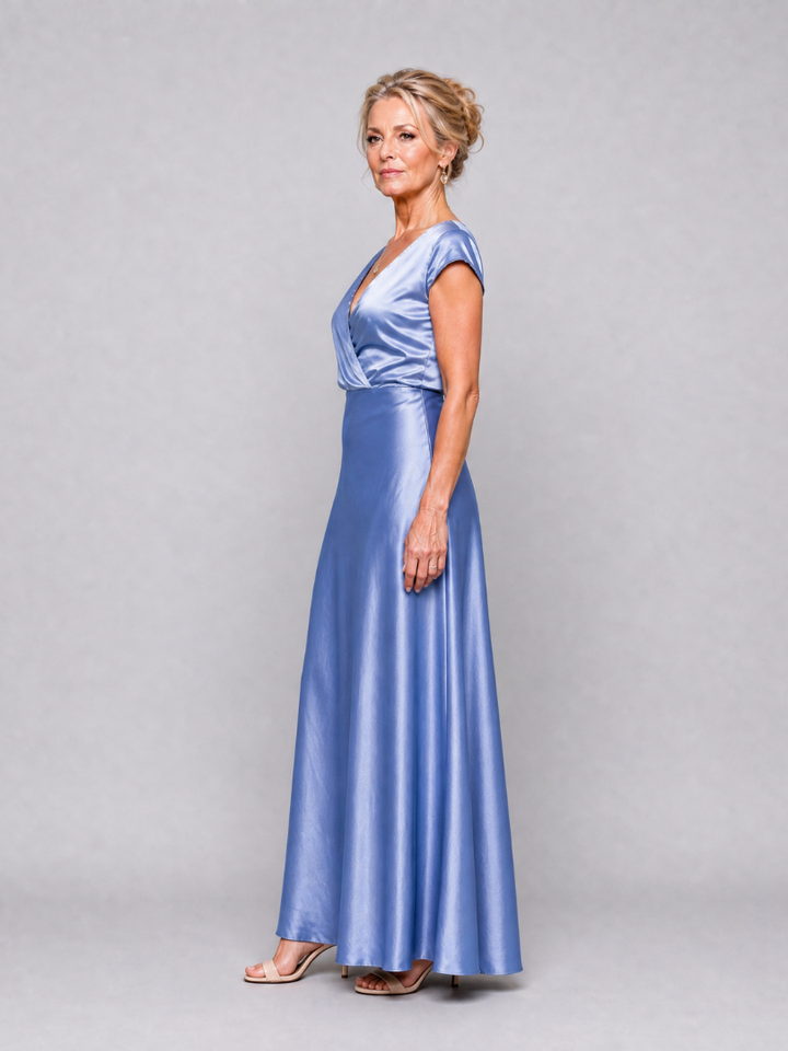 Elly | Maxi Jurk met Wikkellijf en Korte Mouwen